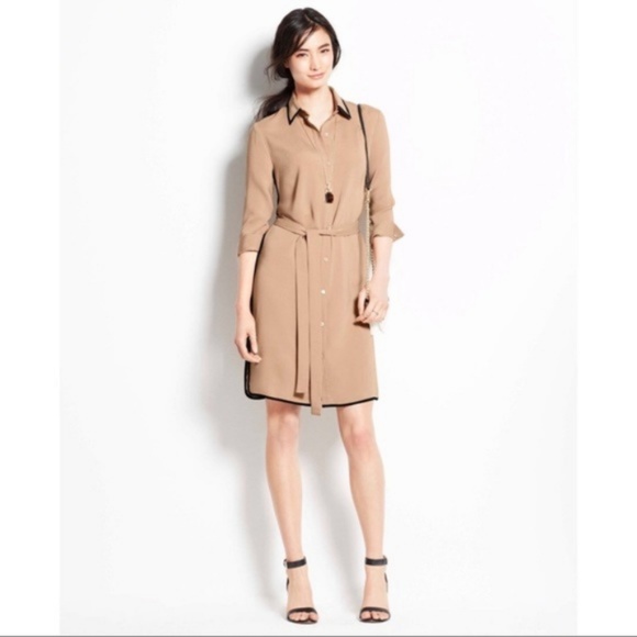 Ann Taylor Dresses & Skirts - Ann Taylor Classic Tan Shirtdress‎ Size M